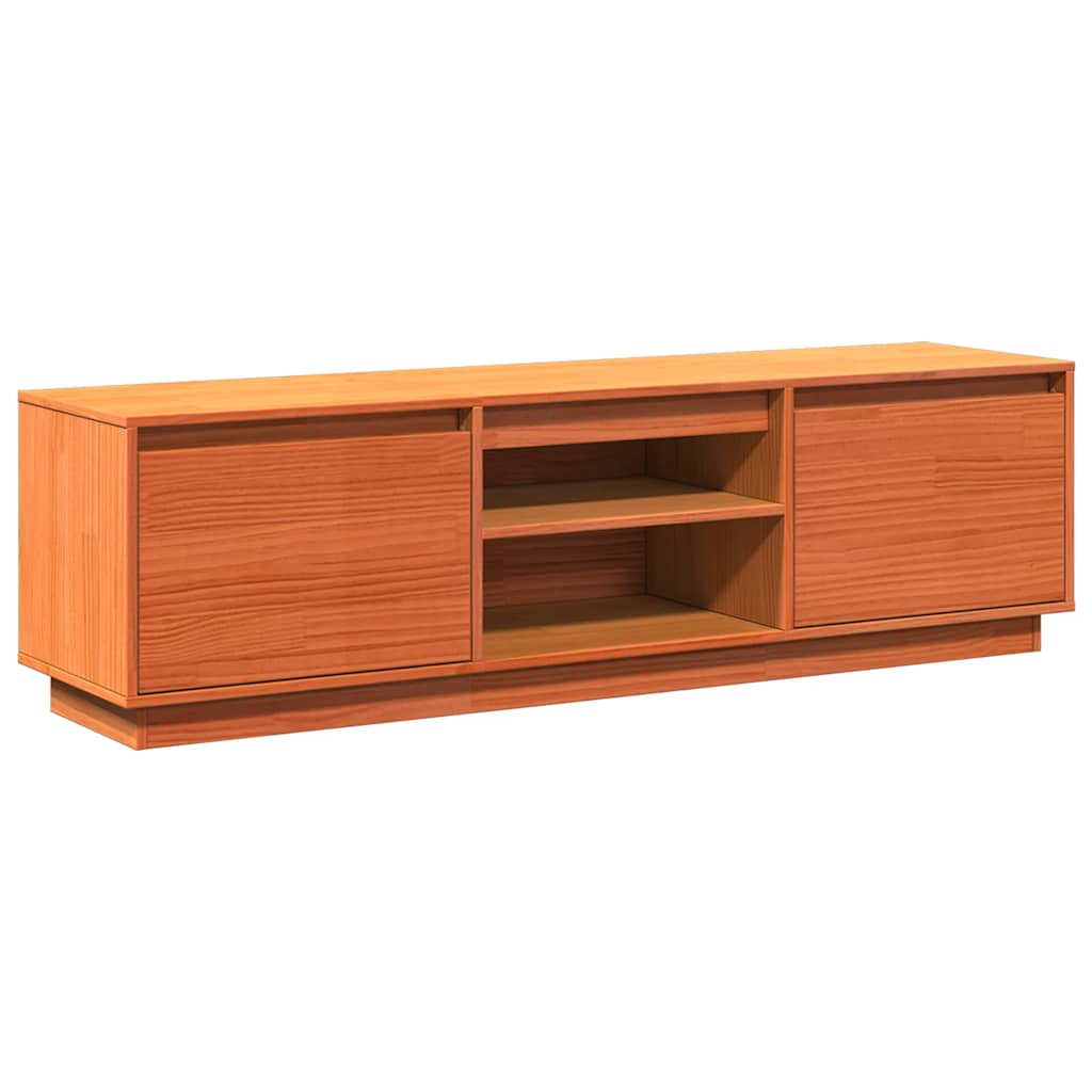 Mobile TV Marrone Cera 140x35x40 cm in Legno Massello di Pino | homemem39