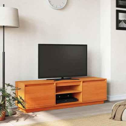 Mobile TV Marrone Cera 140x35x40 cm in Legno Massello di Pino | homemem39