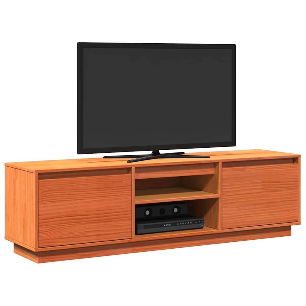Mobile TV Marrone Cera in Legno Massello di Pino