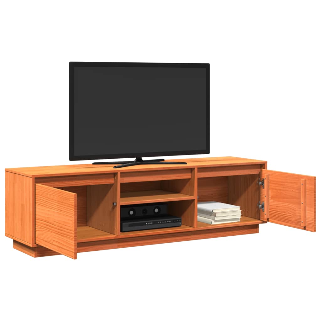 Mobile TV Marrone Cera 140x35x40 cm in Legno Massello di Pino - homemem39