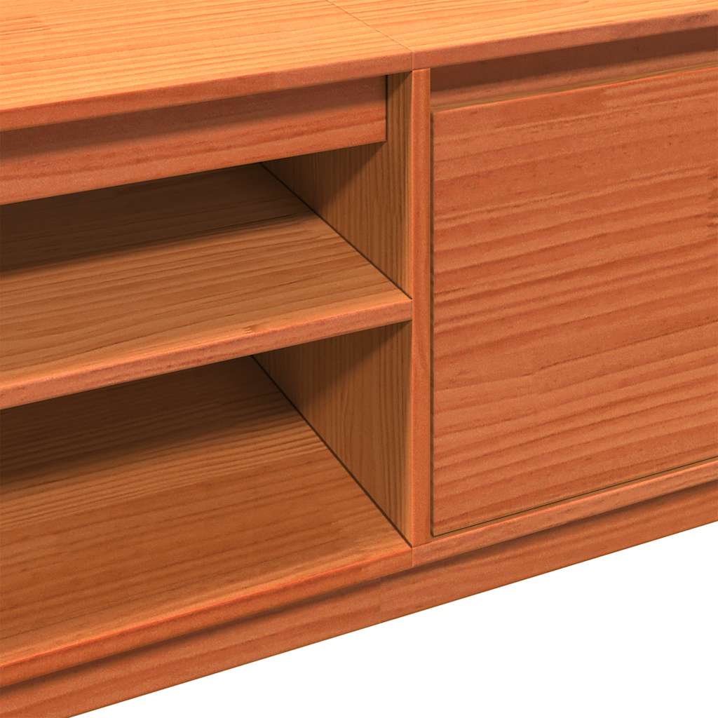 Mobile TV Marrone Cera 140x35x40 cm in Legno Massello di Pino | homemem39