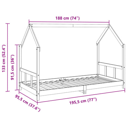 Giroletto per Bambini Marrone Cera 90x190cm Legno Massello Pino - homemem39