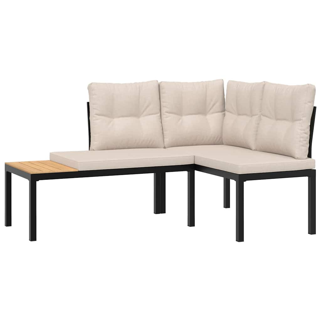 Panche Giardino con Cuscini 2pz Nere Acciaio Verniciato Polvere | homemem39