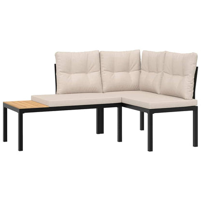 Panche Giardino con Cuscini 2pz Nere Acciaio Verniciato Polvere | homemem39