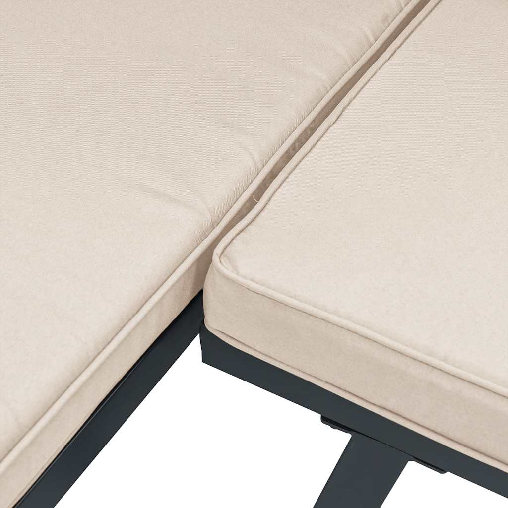 Panche Giardino con Cuscini 2pz Nere Acciaio Verniciato Polvere | homemem39