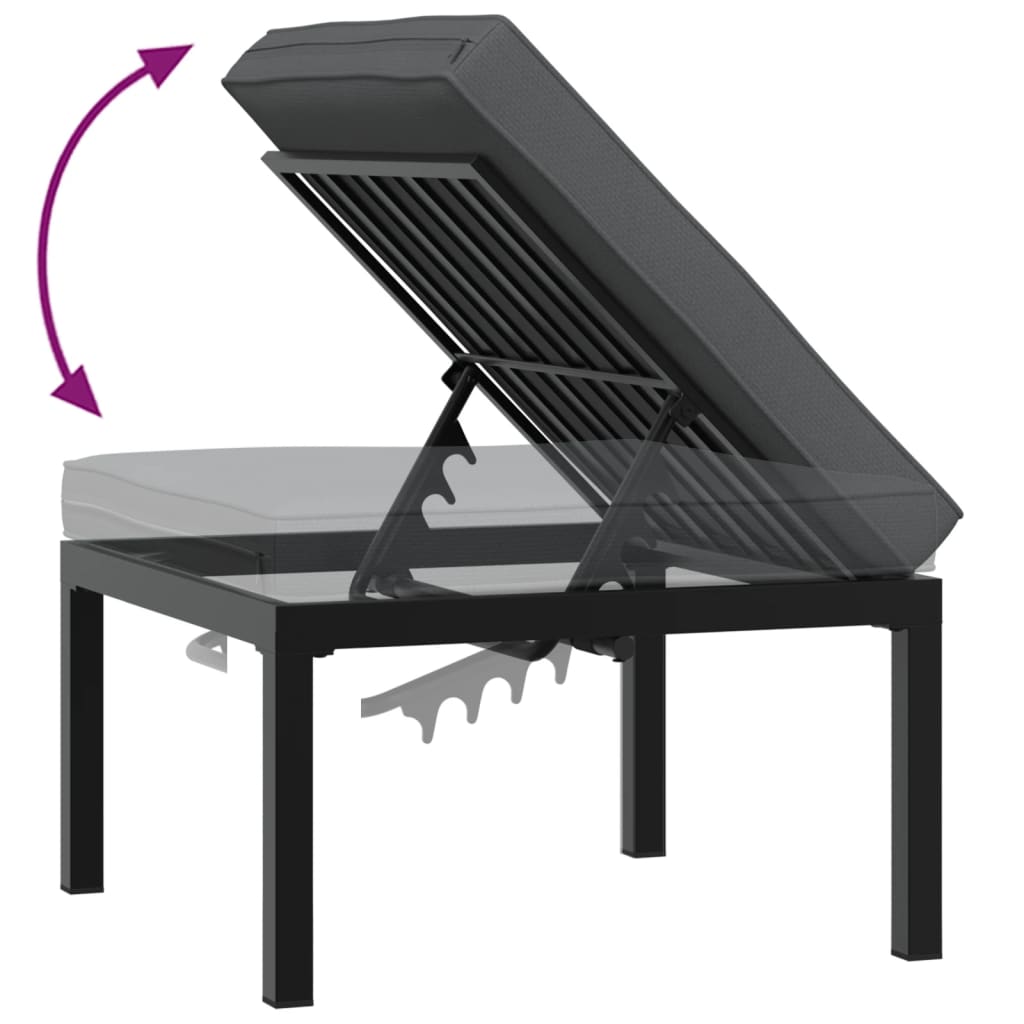 Panca da Giardino con Cuscini Nera in Alluminio - homemem39