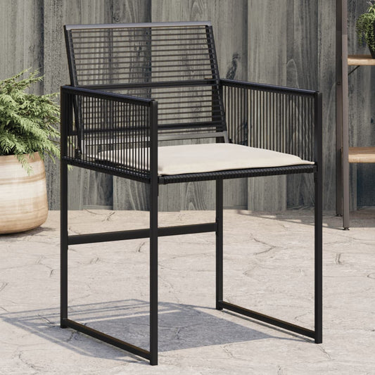 Sedie da Giardino con Cuscini 4 pz Nere in Polyrattan - homemem39