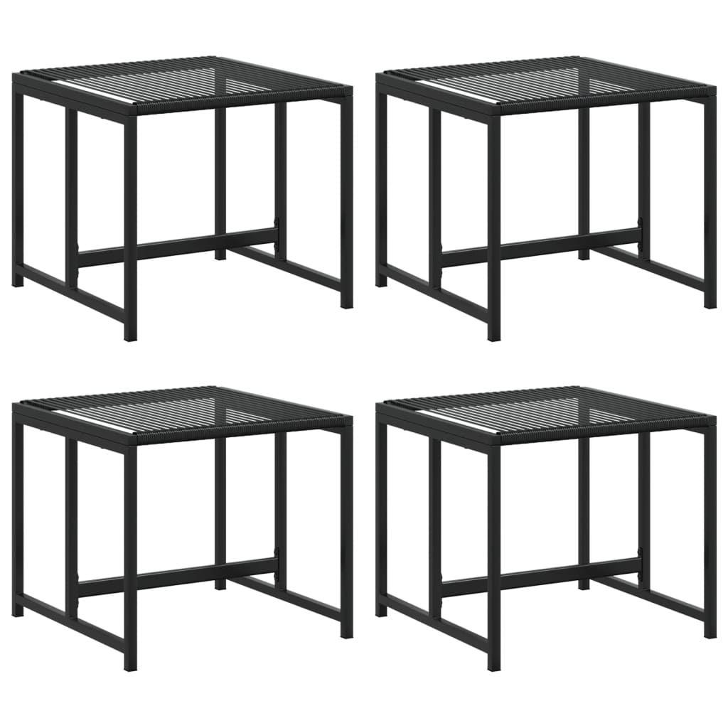 Barhocker 4 Stück Schwarz aus Polyrattan