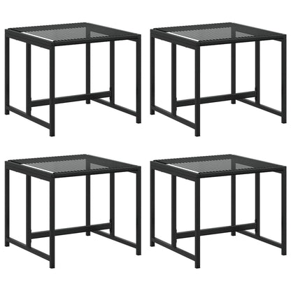 Barhocker 4 Stück Schwarz aus Polyrattan
