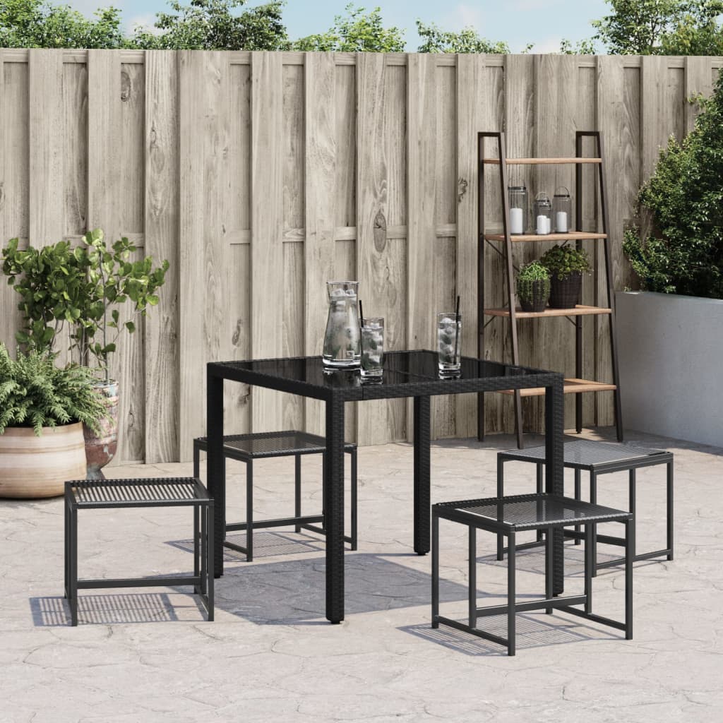 Barhocker 4 Stück Schwarz aus Polyrattan