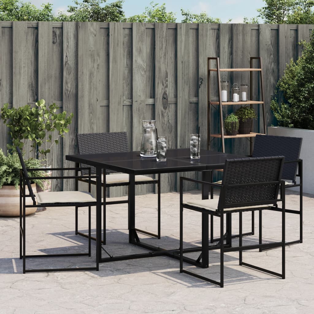 Sedie da Giardino con Cuscini 4 pz Nere in Polyrattan | homemem39