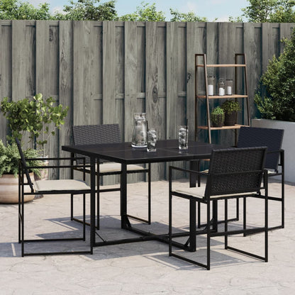 Sedie da Giardino con Cuscini 4 pz Nere in Polyrattan | homemem39