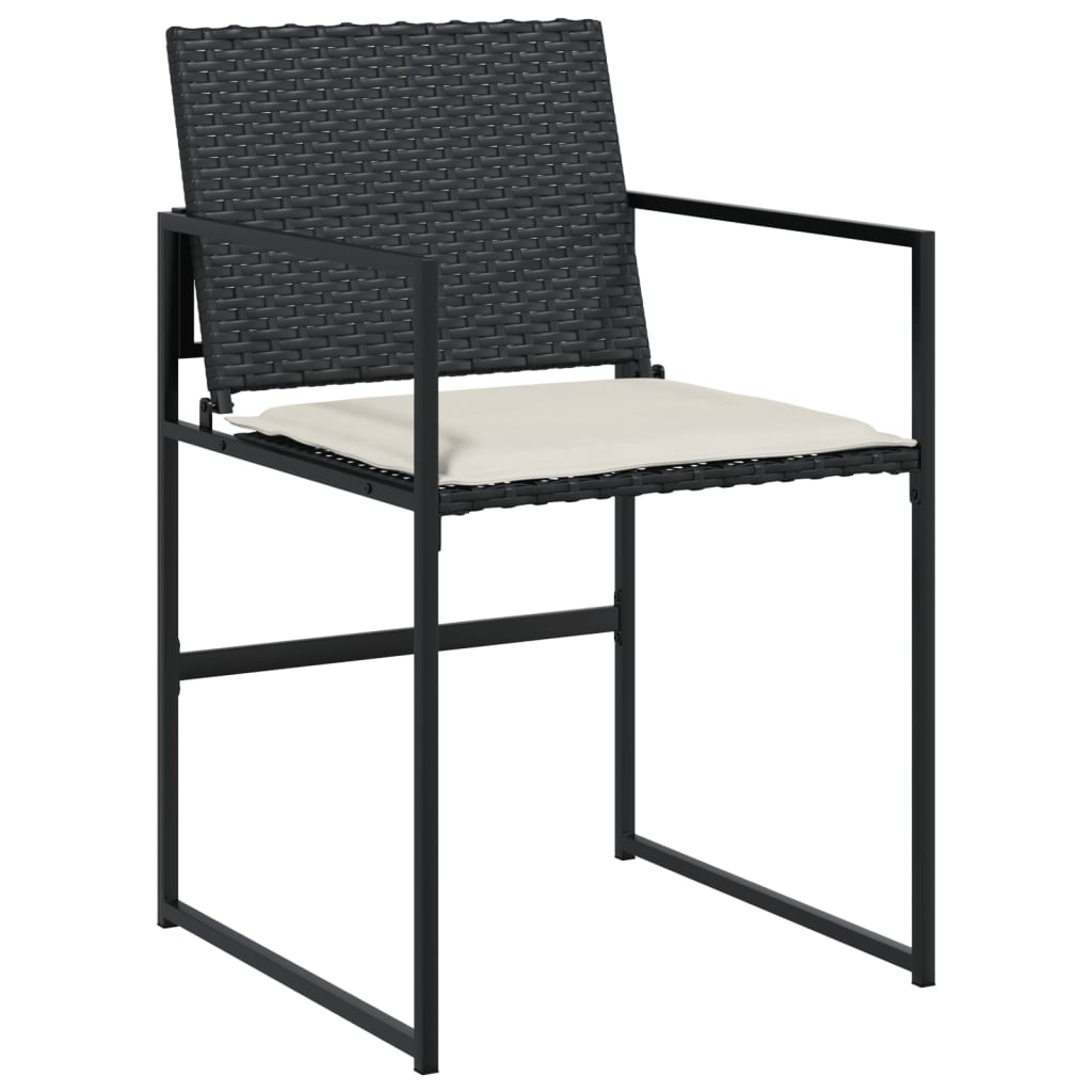 Sedie da Giardino con Cuscini 4 pz Nere in Polyrattan | homemem39