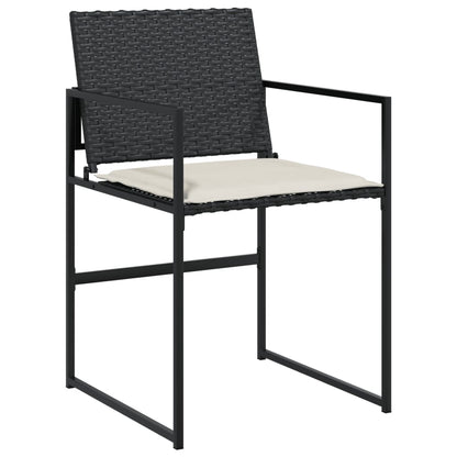 Sedie da Giardino con Cuscini 4 pz Nere in Polyrattan | homemem39