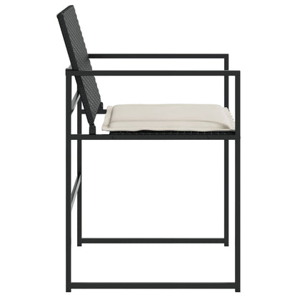 Sedie da Giardino con Cuscini 4 pz Nere in Polyrattan | homemem39
