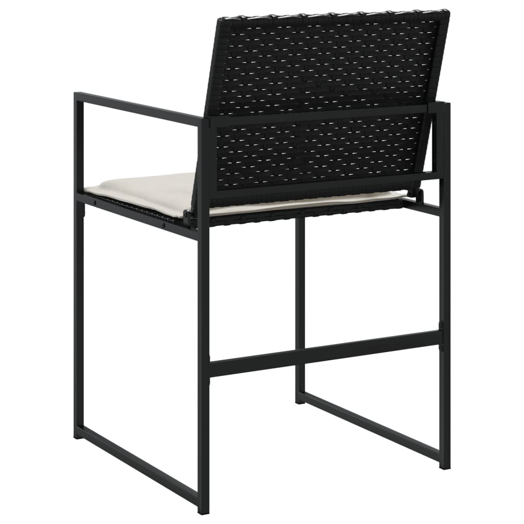Sedie da Giardino con Cuscini 4 pz Nere in Polyrattan | homemem39