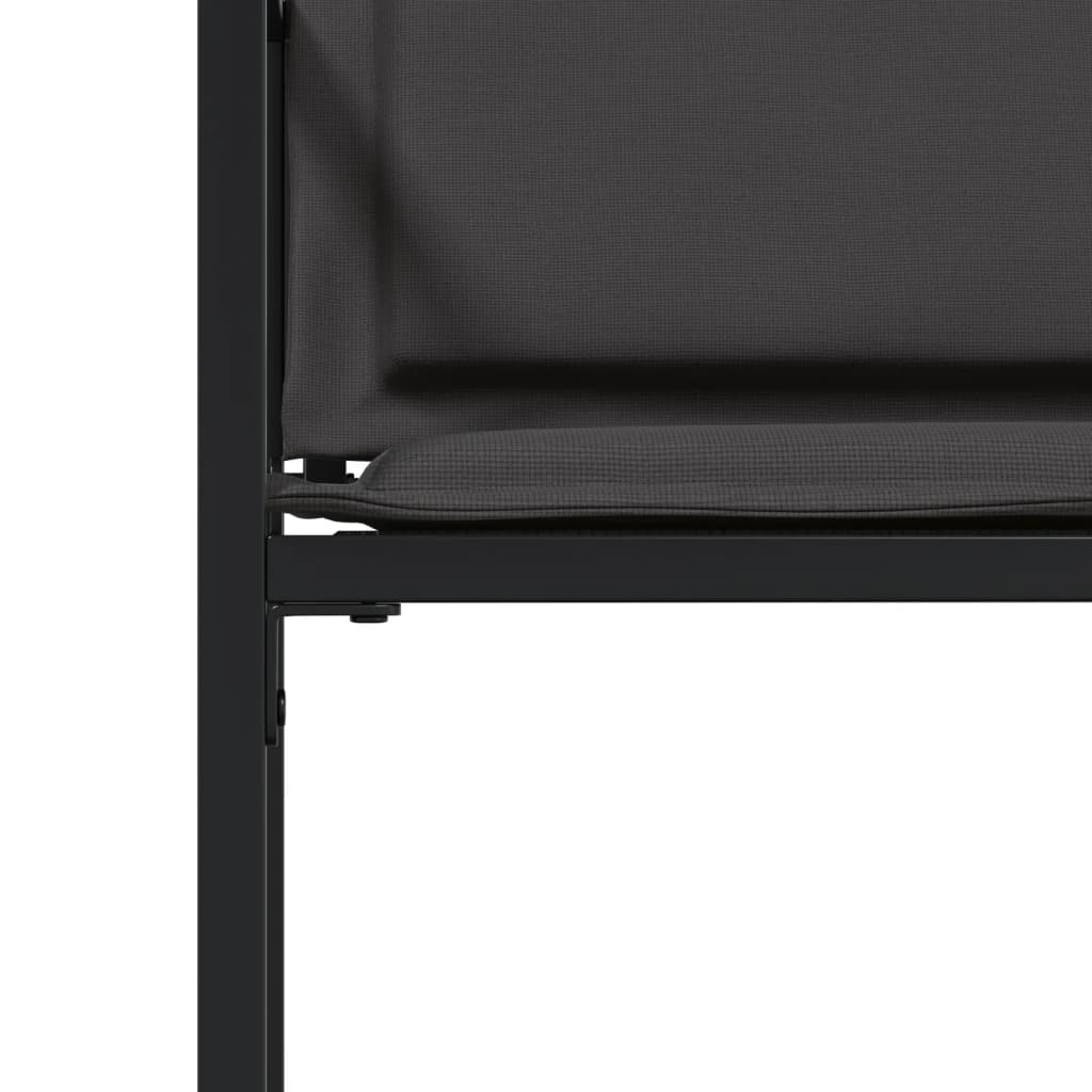 Sedie da Giardino con Cuscini 4 pz Neri in Acciaio e Textilene | homemem39