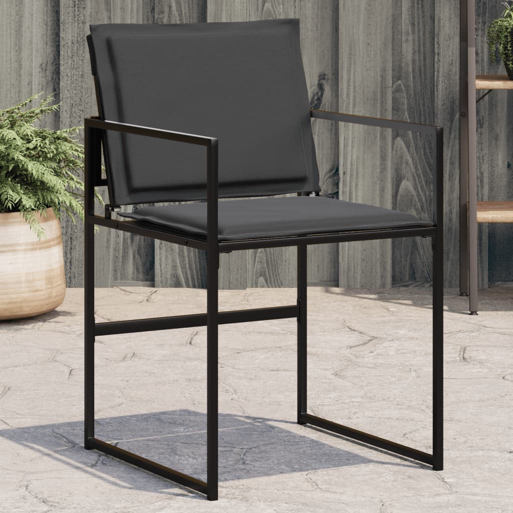 Sedie da Giardino con Cuscini 4 pz Neri in Acciaio e Textilene | homemem39