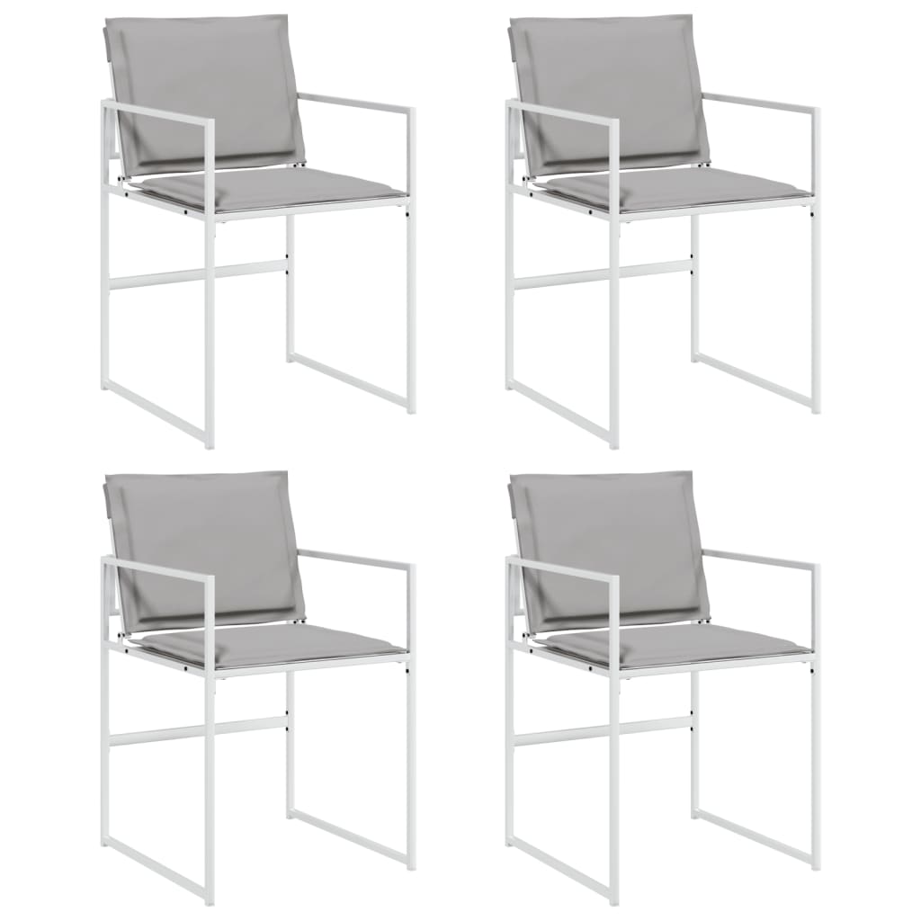 Sedie da Giardino con Cuscini 4 pz Bianchi Acciaio e Textilene | homemem39