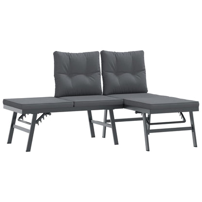 Panche Giardino con Cuscini 2pz Nere Acciaio Verniciato Polvere | homemem39
