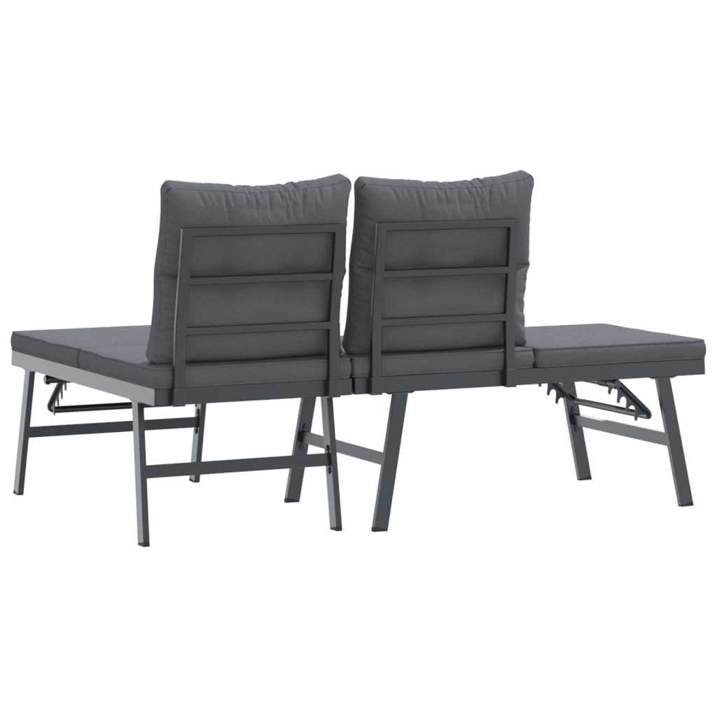 Panche Giardino con Cuscini 2pz Nere Acciaio Verniciato Polvere | homemem39