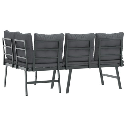 Panche Giardino con Cuscini 2pz Nere Acciaio Verniciato Polvere | homemem39