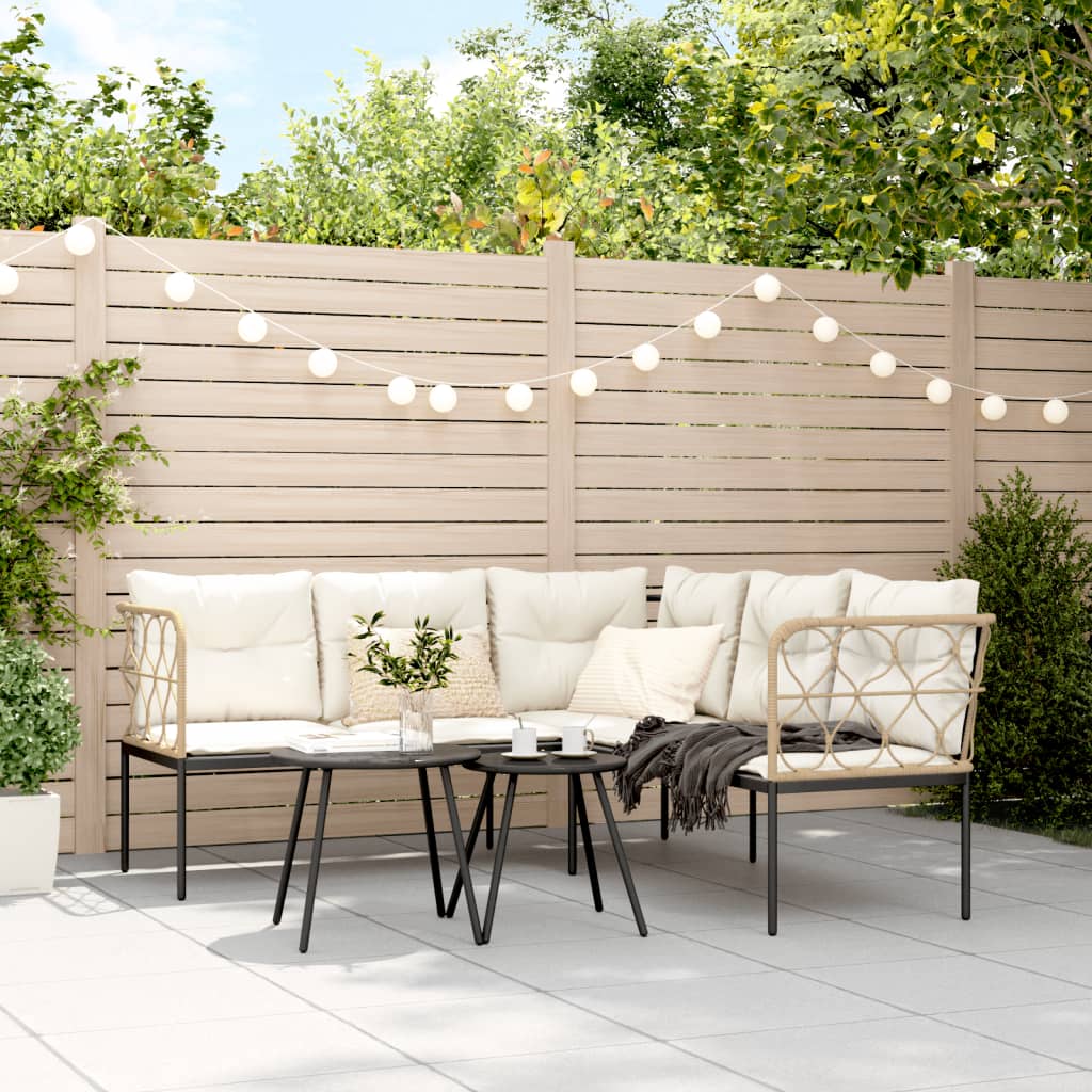 Divano Giardino con Cuscini Forma a L Nero Acciaio e Textilene | homemem39