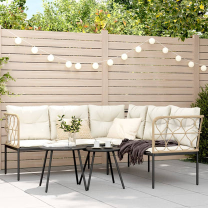 Divano Giardino con Cuscini Forma a L Nero Acciaio e Textilene | homemem39