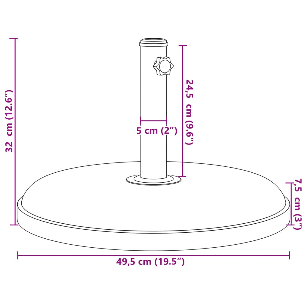 Base per Ombrellone per Pali Ø32/35/38 mm 25 kg Rotonda