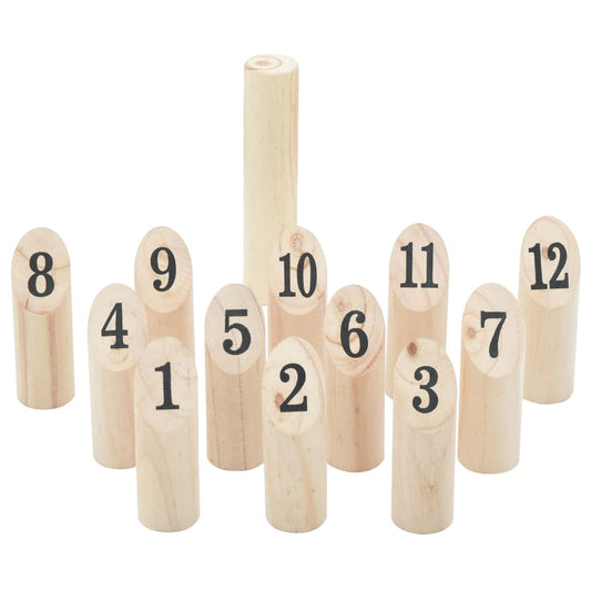 Set Gioco Kubb Numerici 13pz con Custodia Legno Massello Pino - homemem39