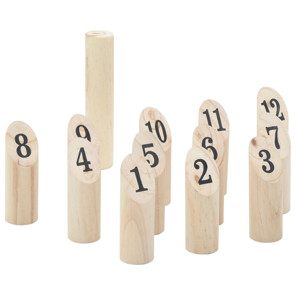 Set Gioco Kubb Numerici 13pz con Custodia Legno Massello Pino - homemem39