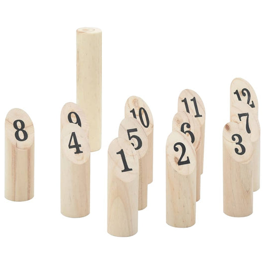 Set Gioco Kubb Numerici 13pz con Custodia Legno Massello Pino - homemem39