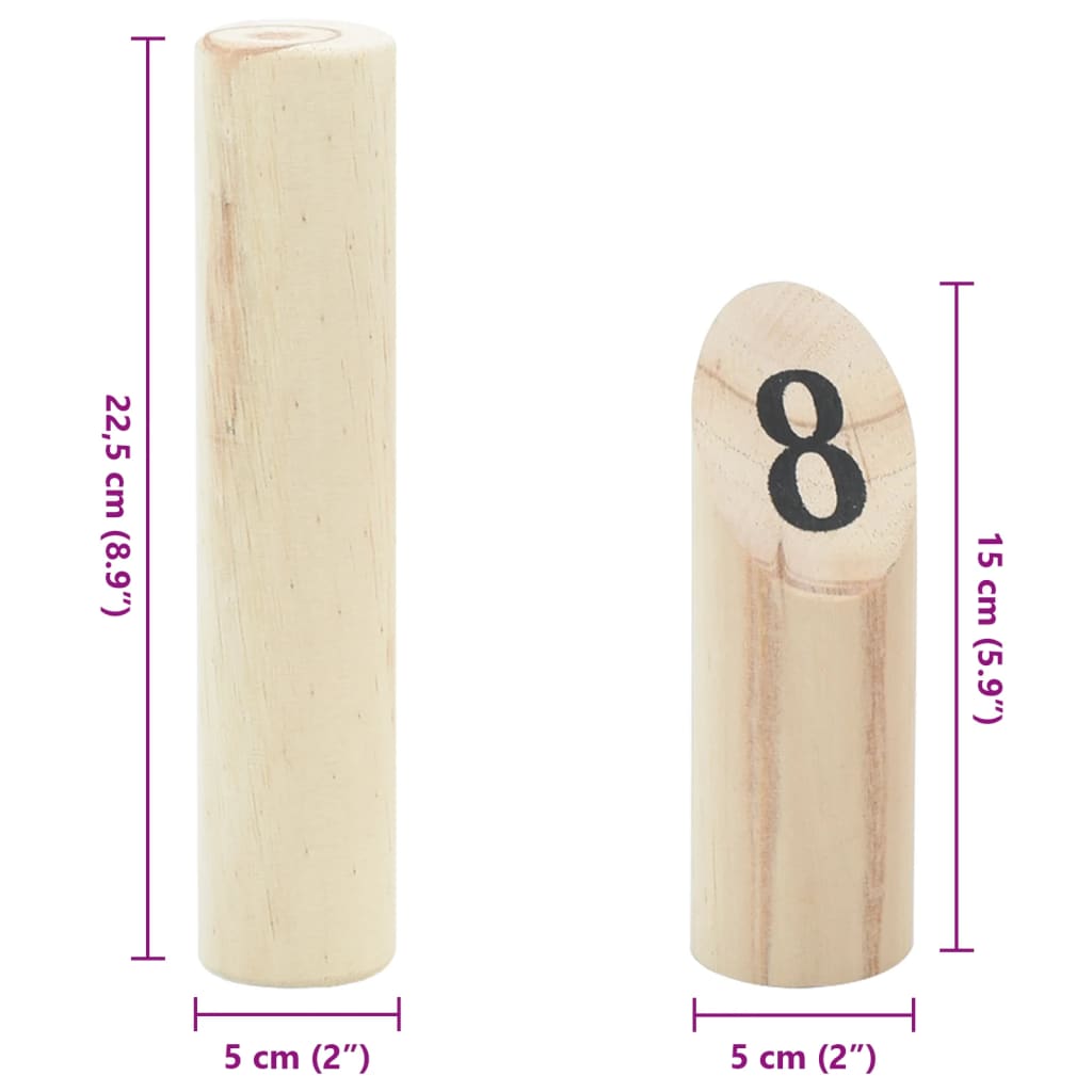 Set Gioco Kubb Numerici 13pz con Custodia Legno Massello Pino - homemem39