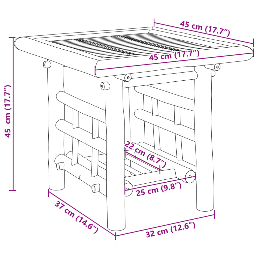Tavolino 45x45x45 cm in Bambù | homemem39