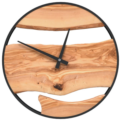 Orologio a Parete Marrone Ø35 cm in Ferro e Legno di Ulivo - homemem39