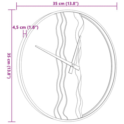 Orologio a Parete Marrone Ø35 cm in Ferro e Legno di Quercia - homemem39