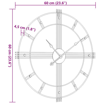 Orologio da Parete Nero Ø60 cm in Ferro - homemem39