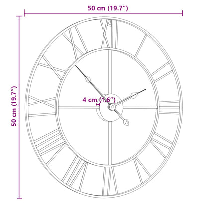 Orologio da Parete Nero Ø50 cm in Ferro - homemem39