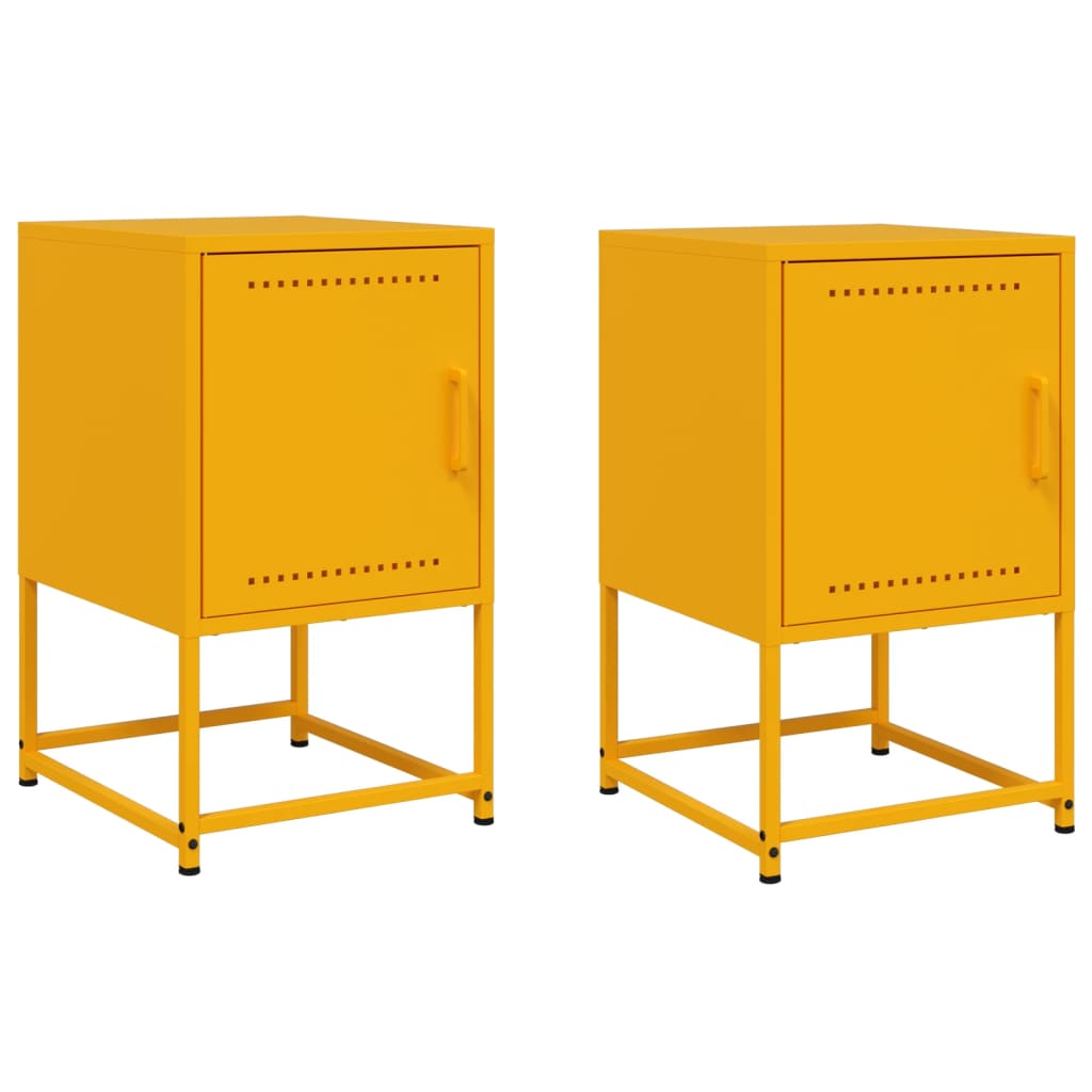 Comodini 2 pz Giallo Senape 36x39x60,5 cm in Acciaio - homemem39