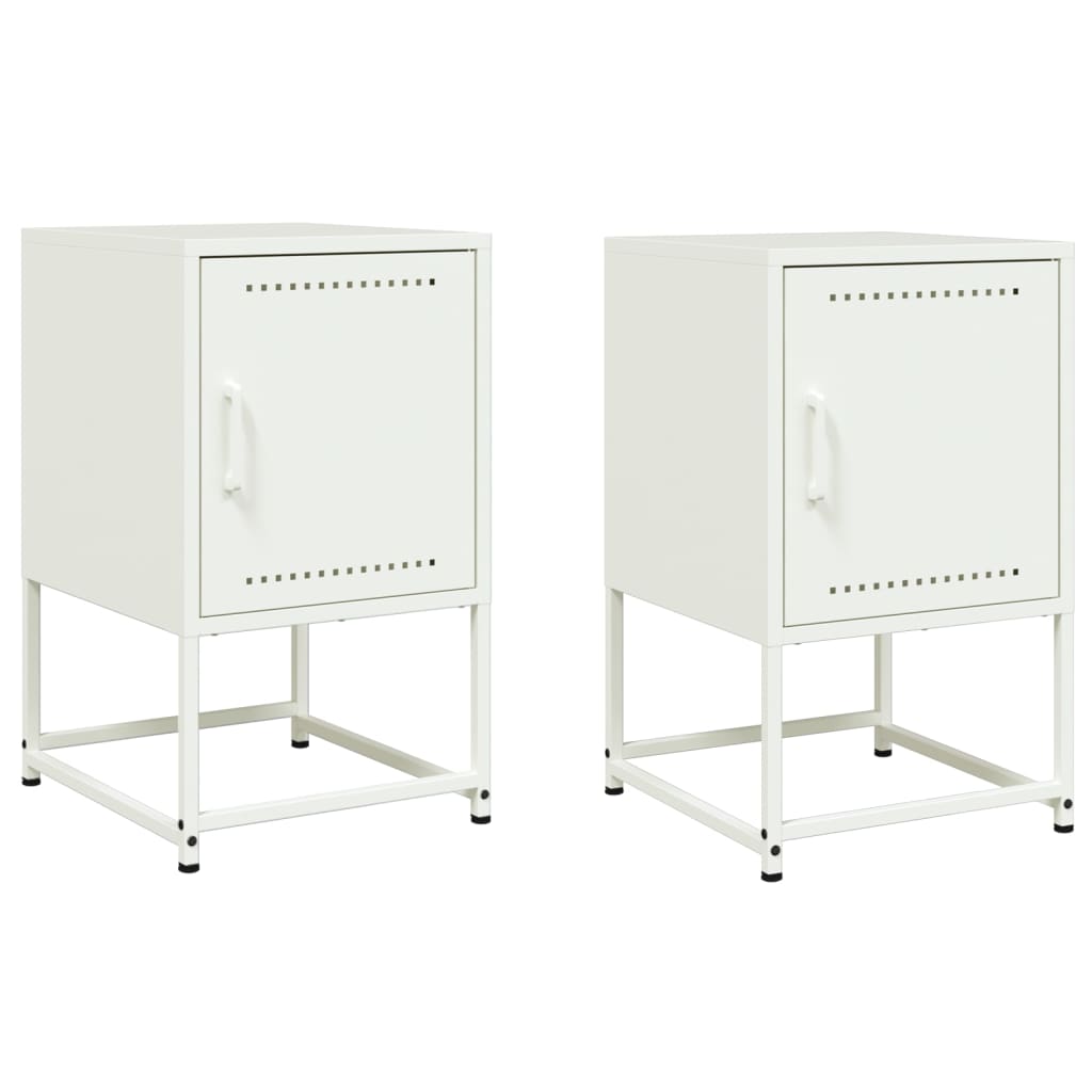 Comodini 2 pz Bianchi 36x39x60,5 cm in Acciaio