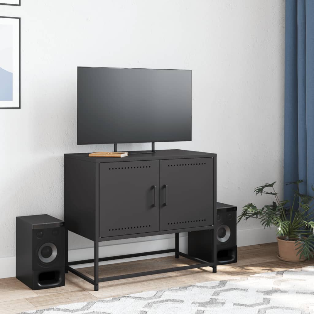 Mobile TV Nero 68,5x39x60,5 cm in Acciaio - homemem39