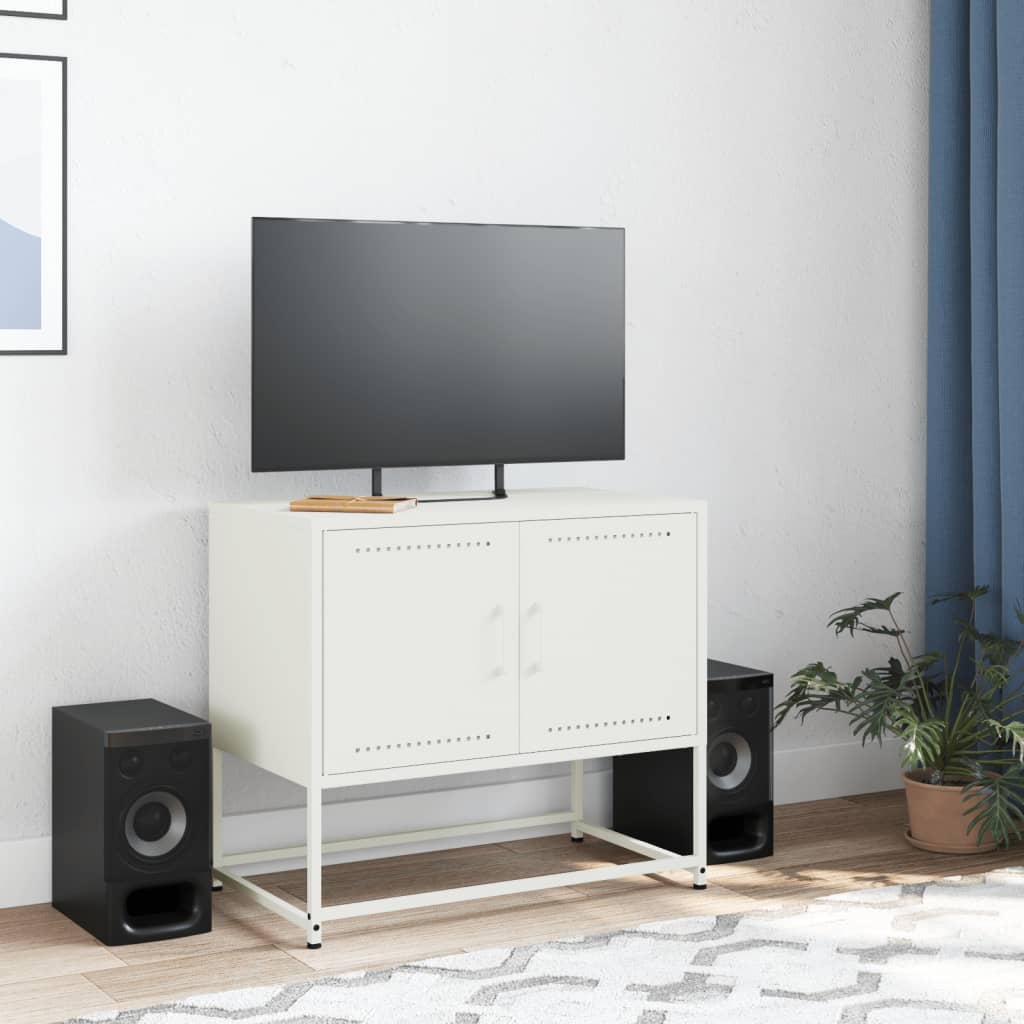 Mobile TV Bianco 68,5x39x60,5 cm in Acciaio - homemem39