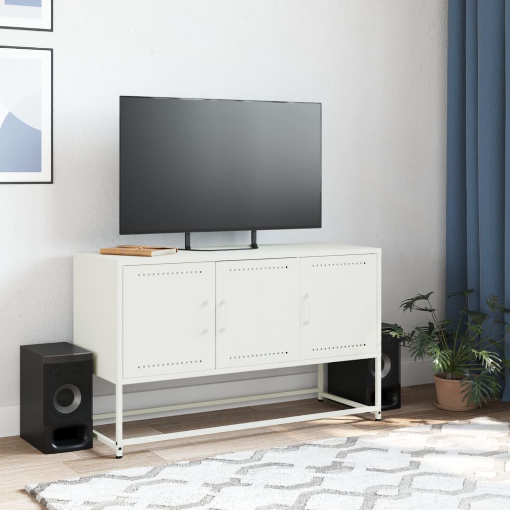 Mobile TV Bianco 100,5x39x60,5 cm in Acciaio - homemem39