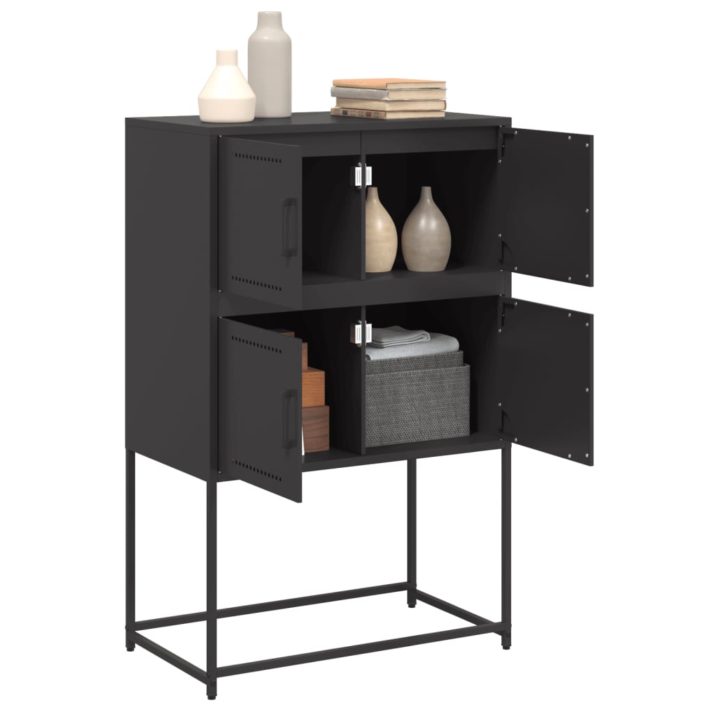 Credenza Nera 68,5x38,5x107 cm in Acciaio | homemem39