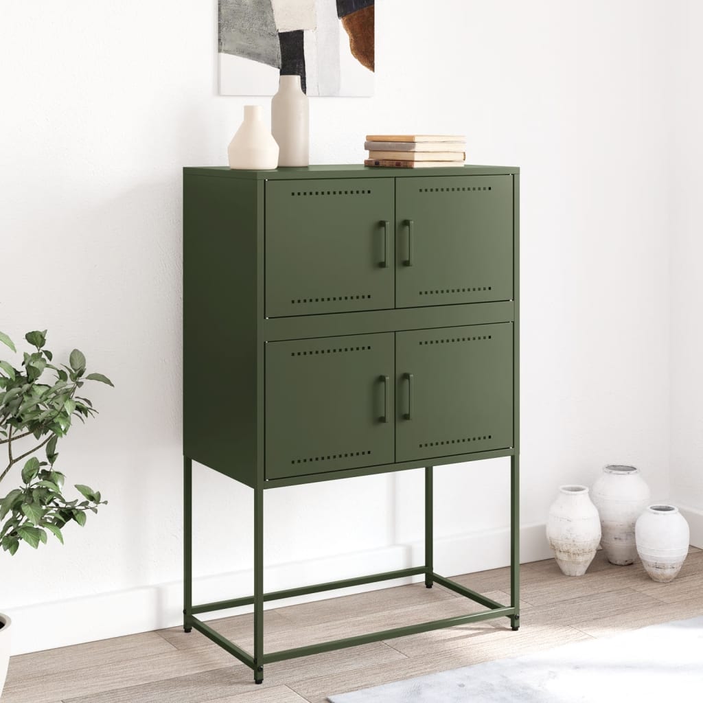 Credenza Verde Oliva 68,5x38,5x107 cm in Acciaio | homemem39