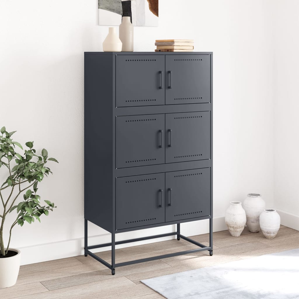 Credenza Antracite 68,5x38,5x123,5 cm in Acciaio | homemem39