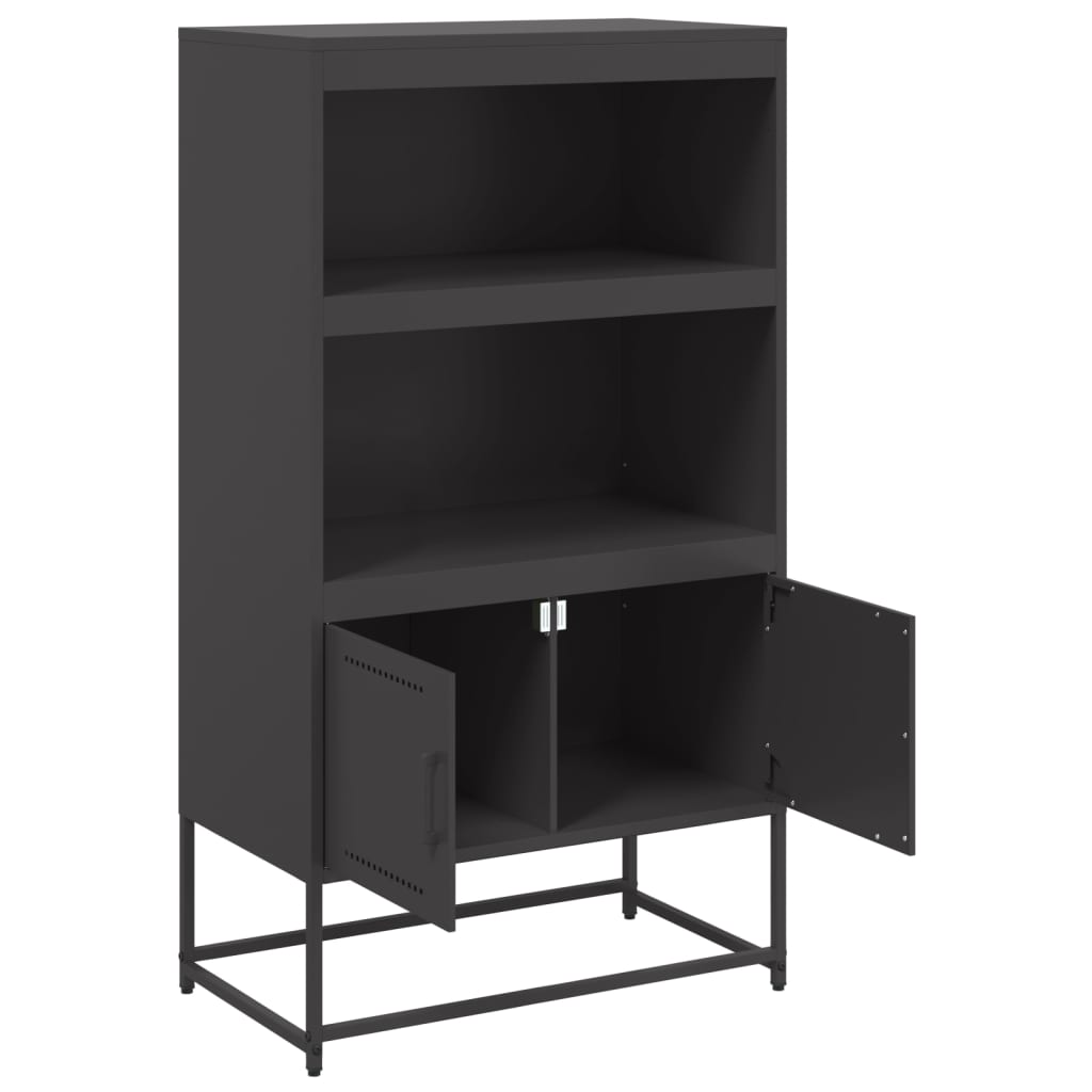 Credenza Nera 68,5x38,5x123,5 cm in Acciaio | homemem39