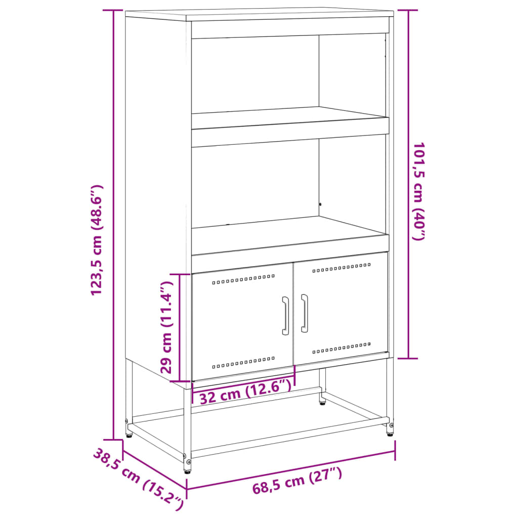 Credenza Giallo Senape 68,5x38,5x123,5 cm in Acciaio | homemem39