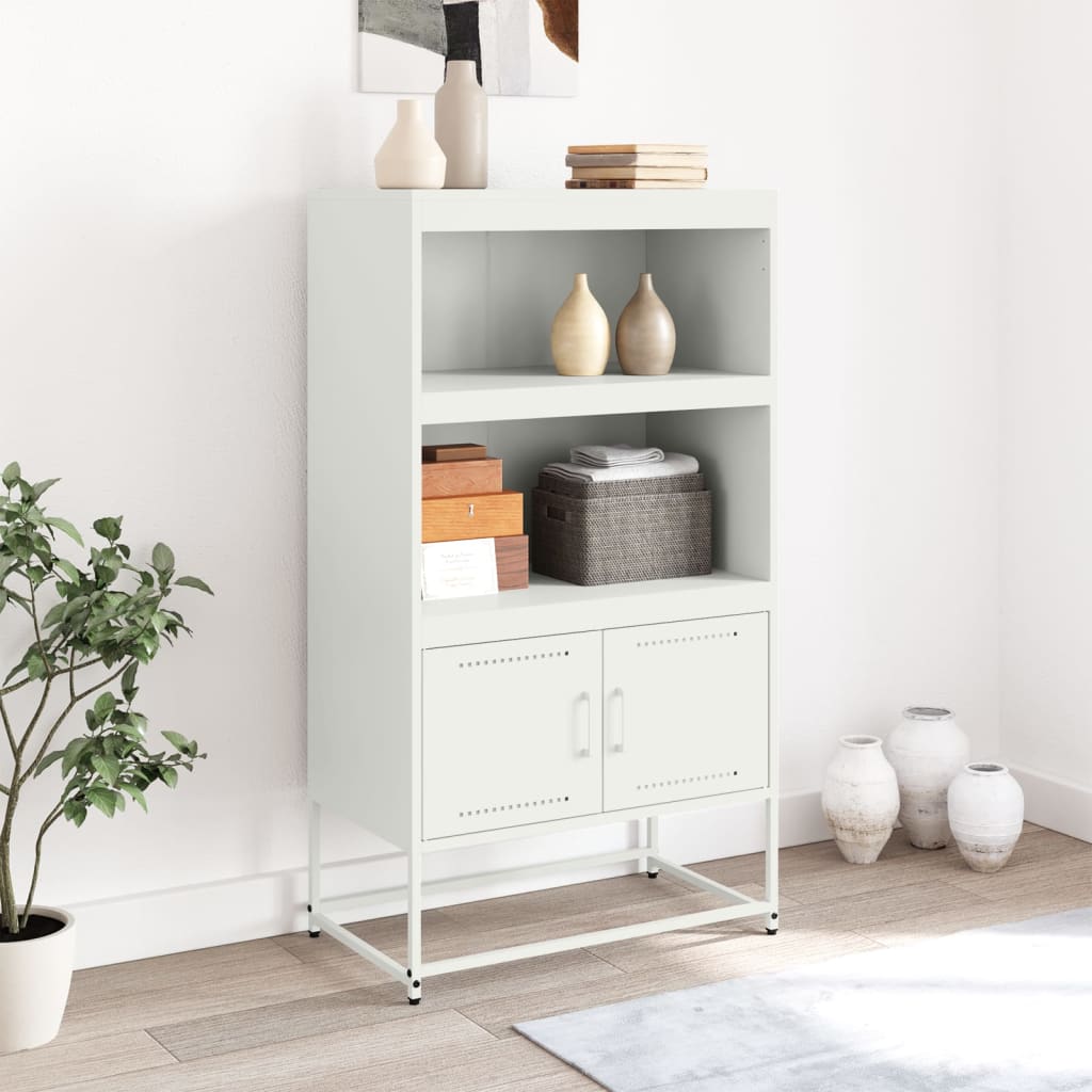 Credenza Bianca 68,5x38,5x123,5 cm in Acciaio | homemem39