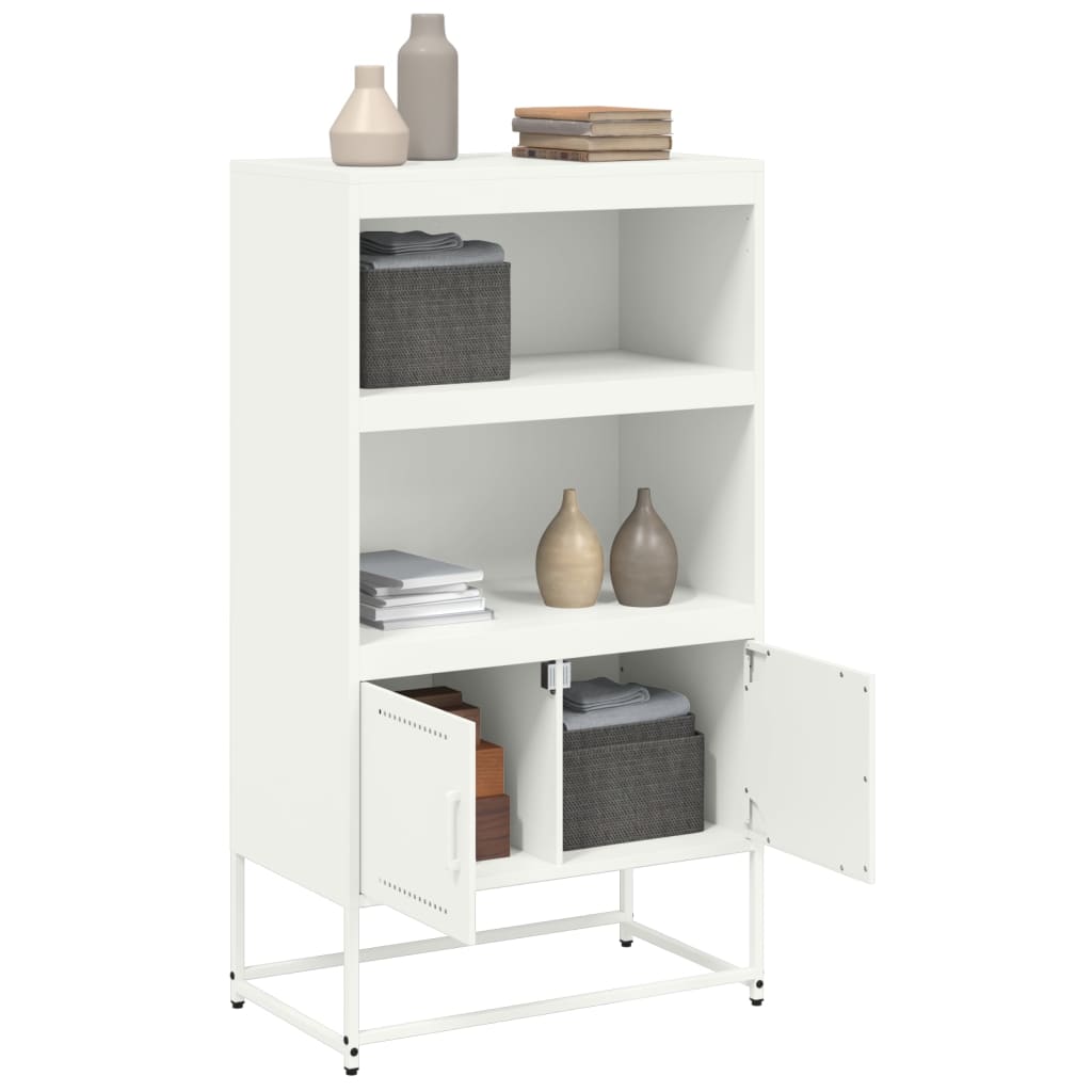 Credenza Bianca 68,5x38,5x123,5 cm in Acciaio | homemem39